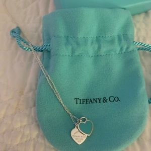 Tiffany Blue Double Heart Tag Pendant- 16 inch sterling silver. BRAND NEW